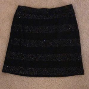 Loft Black Sequin Mini Skirt